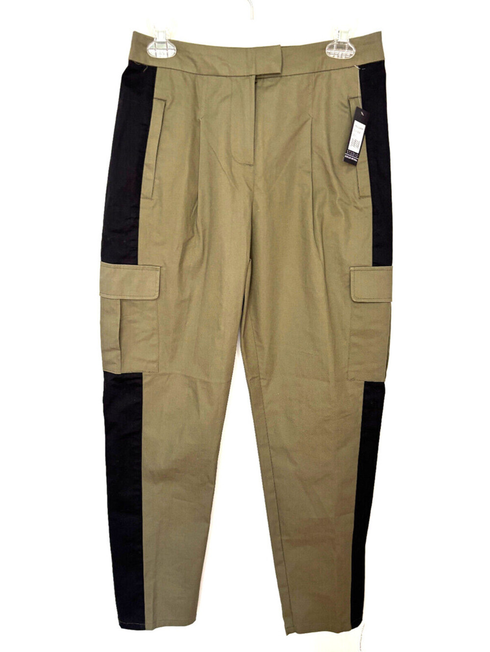 BADGLEY MISHKA STUDIO Cargo Pockets Olive Green Pleated Pants Size 4 NWT